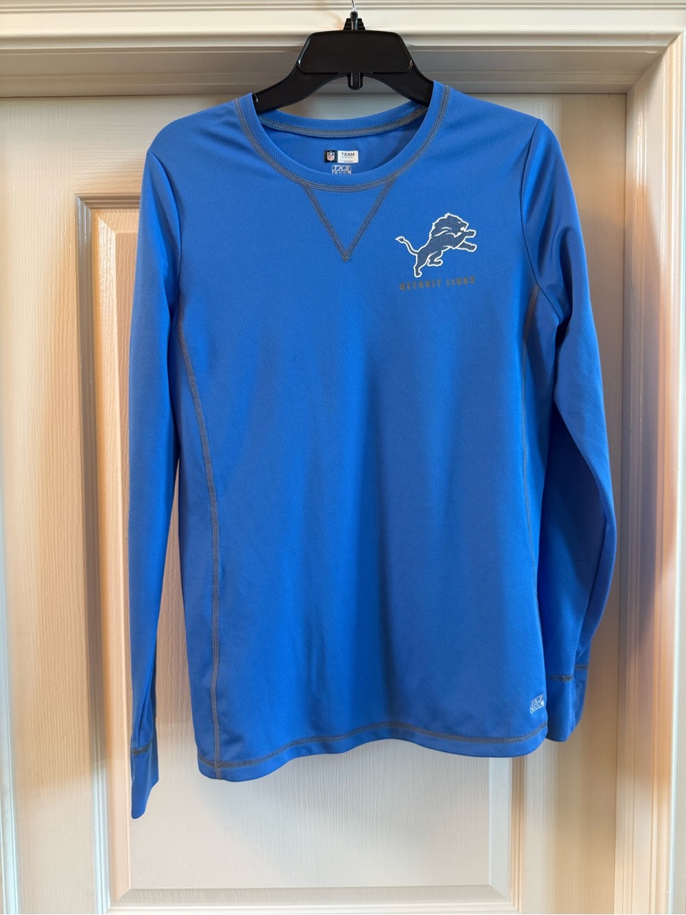 Detroit Lions Shirt Women's Large Long Sleeve TX3 Cool Blue NFL Team Apparel